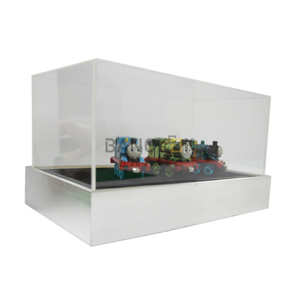 กรอบกล่องใสโชว์สินค้าฐานไม้